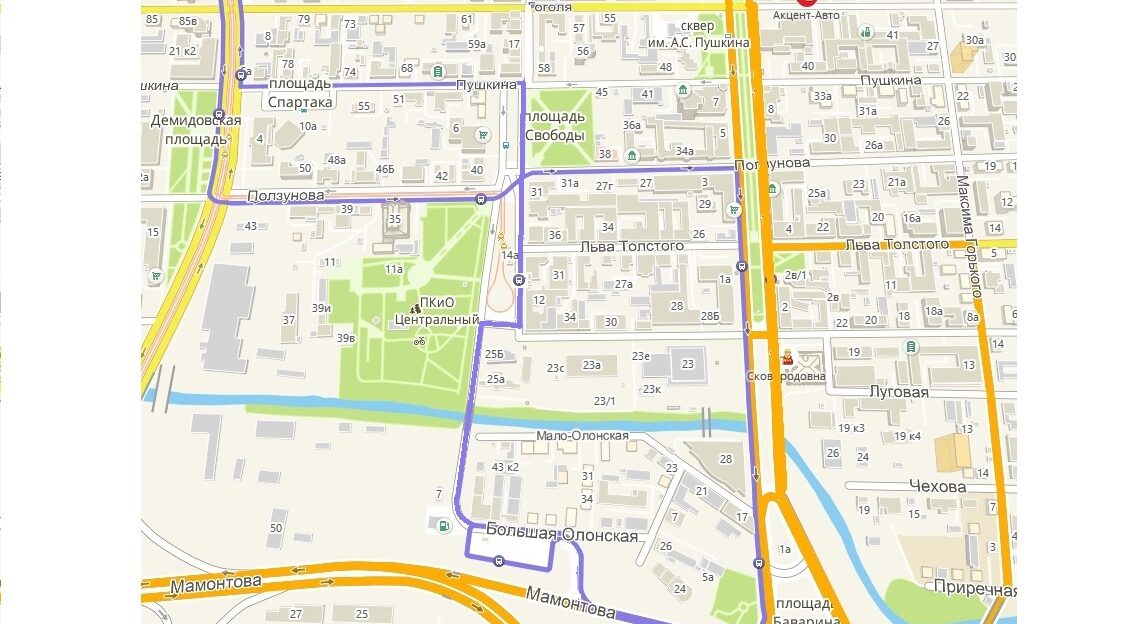 Схема автобусного маршрута №57 изменится в центральной части Барнаула