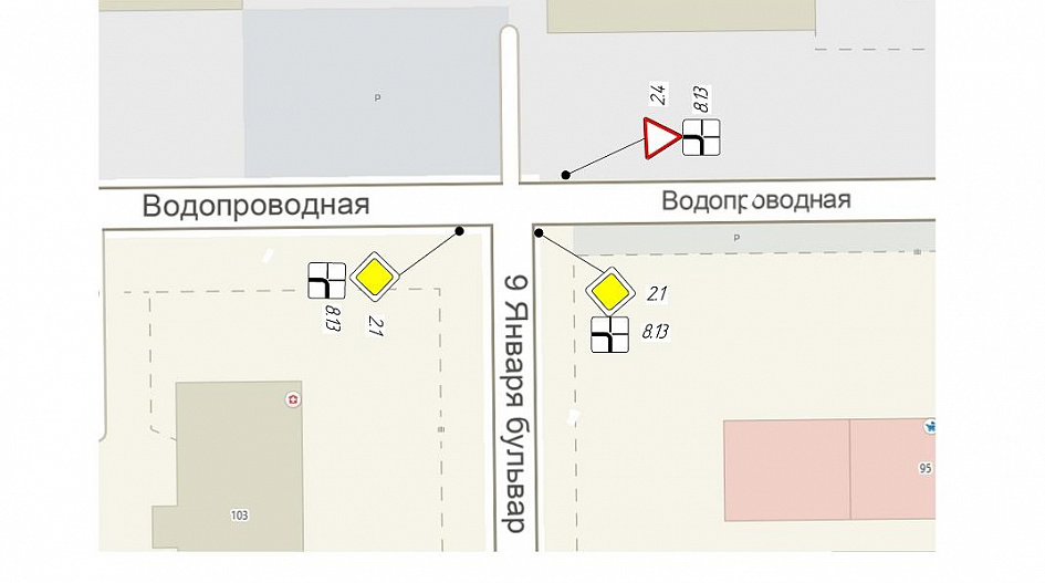 В Барнауле изменят направление главной дороги на пересечении улицы Водопроводной с бульваром 9 Января