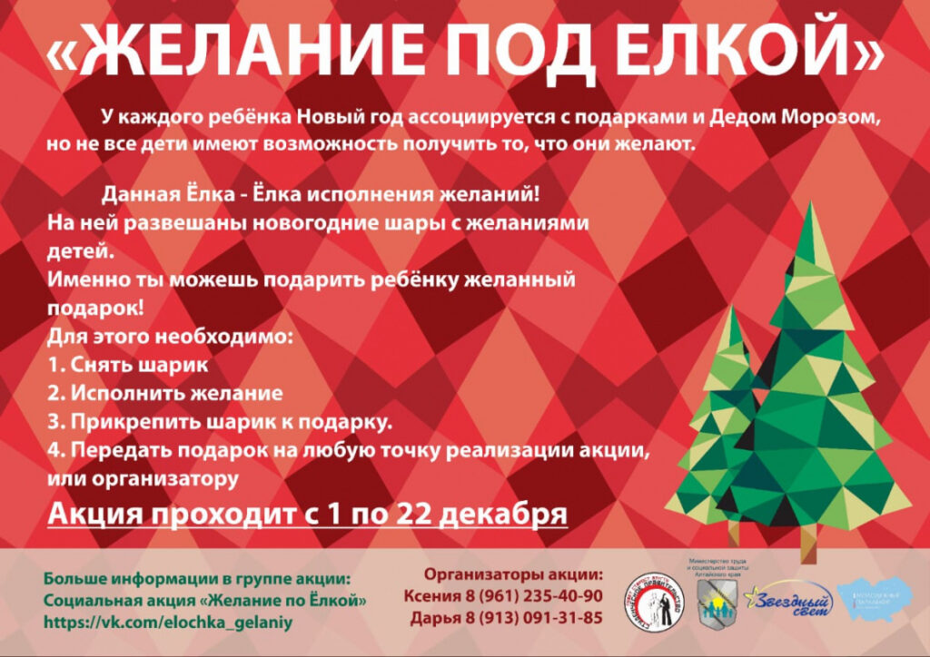 В Барнауле проходит новогодняя акция «Желание под елкой»