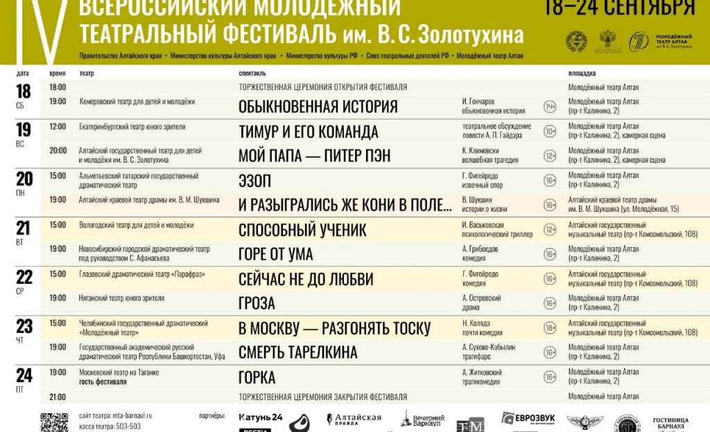 В Барнауле пройдет Всероссийский молодёжный театральный фестиваль имени Валерия Золотухина
